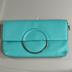 Aqua Clutch with Silver Accent